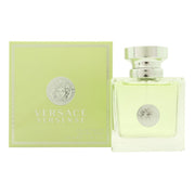 Versace Versense Eau De Toilette, Versace 50 ml – grøn, klar glasflaske med afrundede kanter, sølv Medusa-logo og låg
