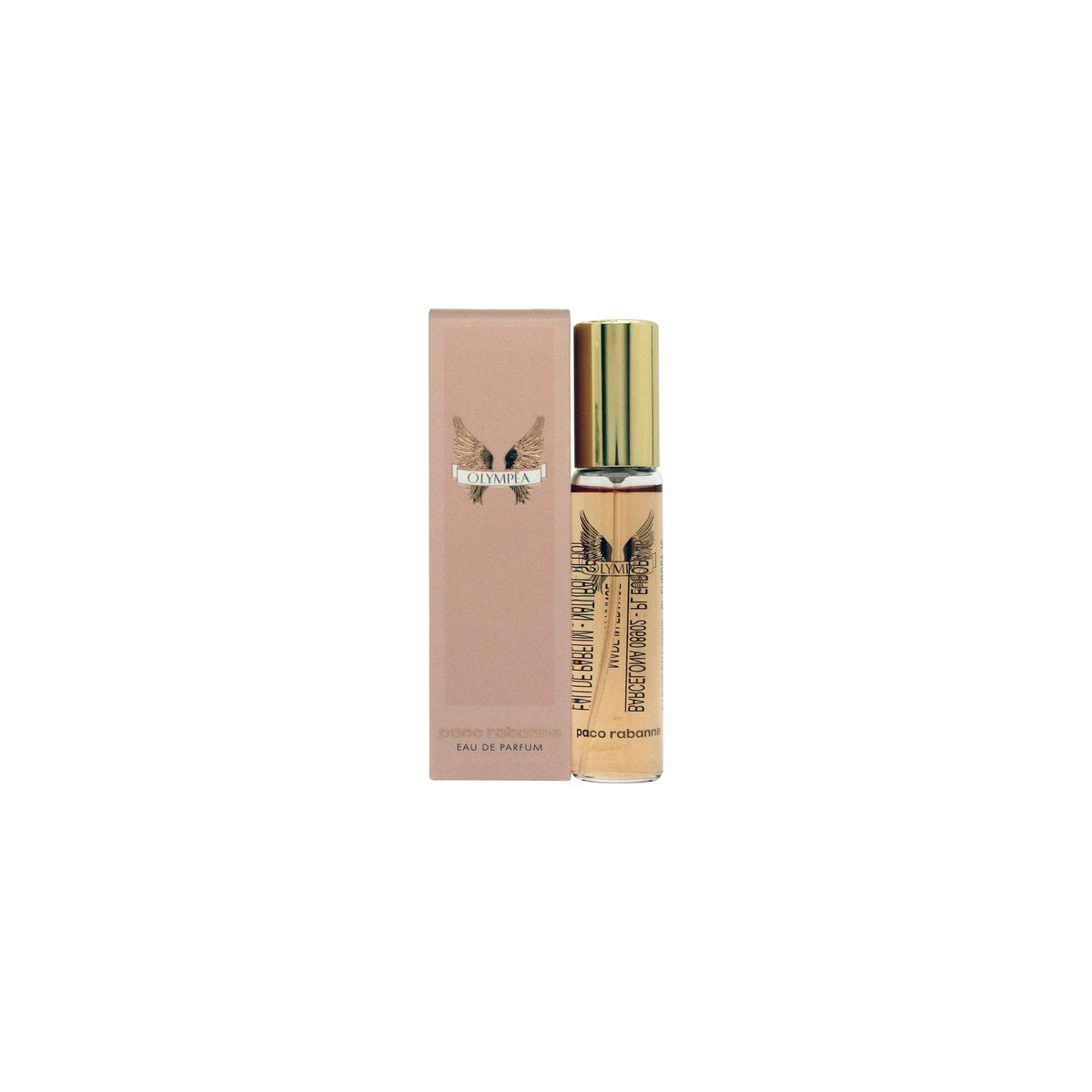 Paco Rabanne Olympea Eau de Parfum 15ml, Paco Rabanne, 15 ml – rund klar glasflaske med rosagyldne vinger og laurbærkranslåg