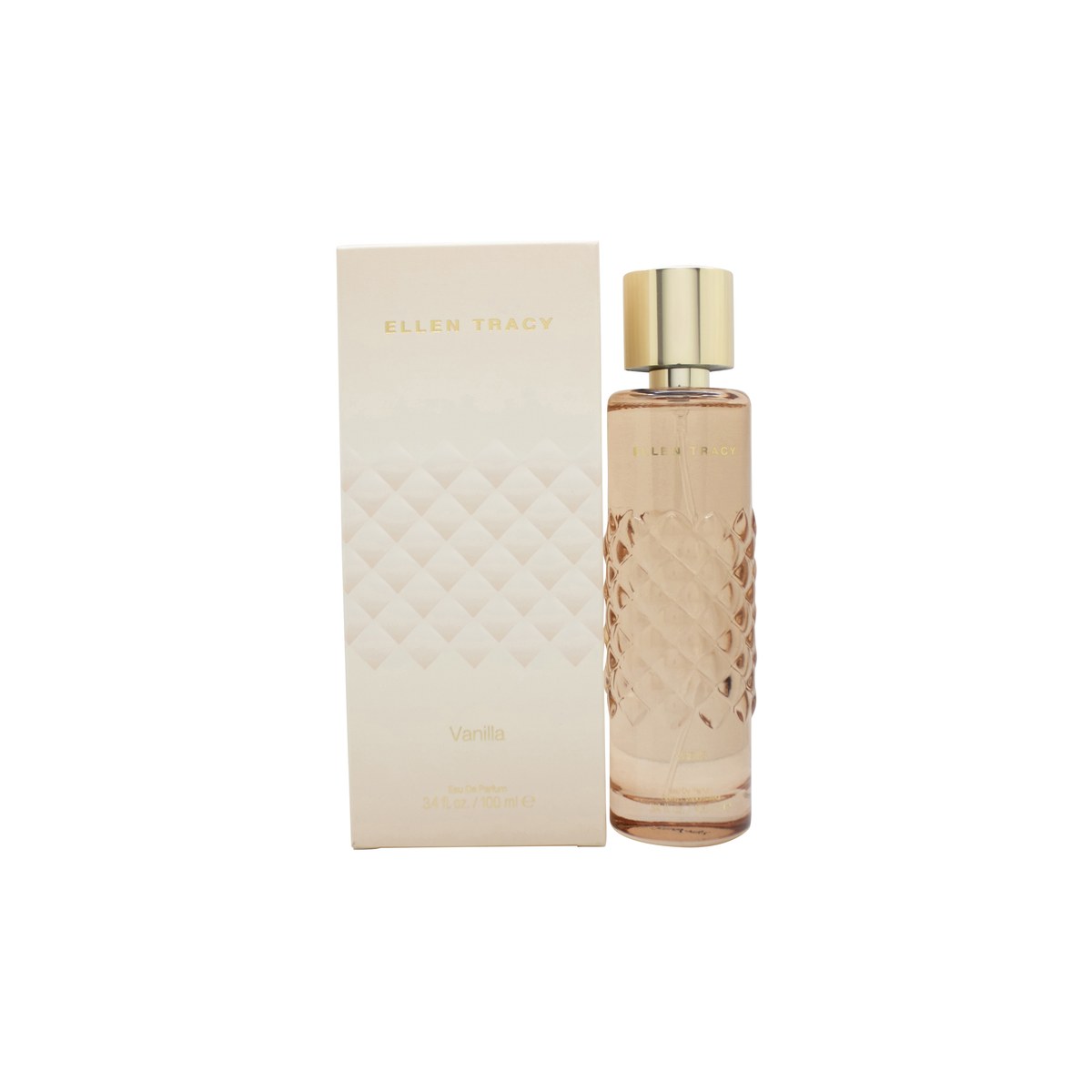 Ellen Tracy Quilted Vanilla Eau de Parfum 100 ml fra Ellen Tracy i quiltet glasflakon med gylden væske og sølvfarvet låg