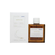 Korres White Tea Eau de Toilette, Korres, 100 ml – klar glasflaske med hvid etiket og sølv låg i enkelt design