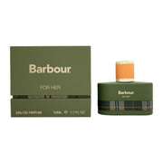 Barbour Barbour For Her Eau de Parfum 50 ml – klar, rektangulær glasflaske med sølvfarvet låg og enkelt logo