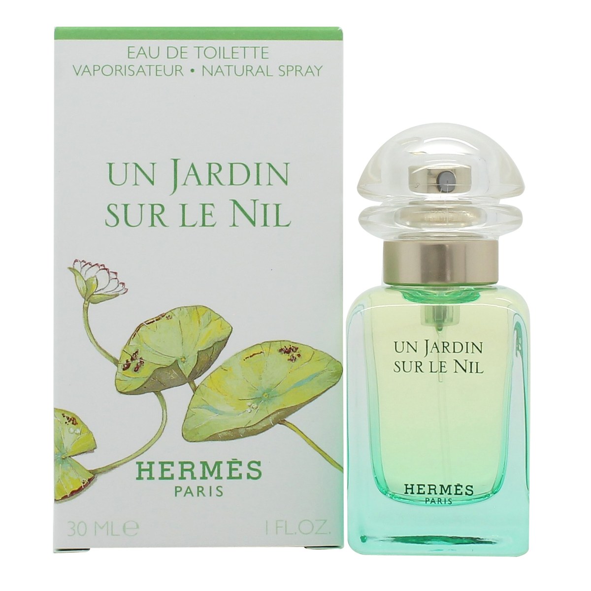 Un Jardin Sur Le Nil Eau De Toilette, Hermès, 30 ml – glasflaske med blød grøn gradient og afrundet design, afdæmpet