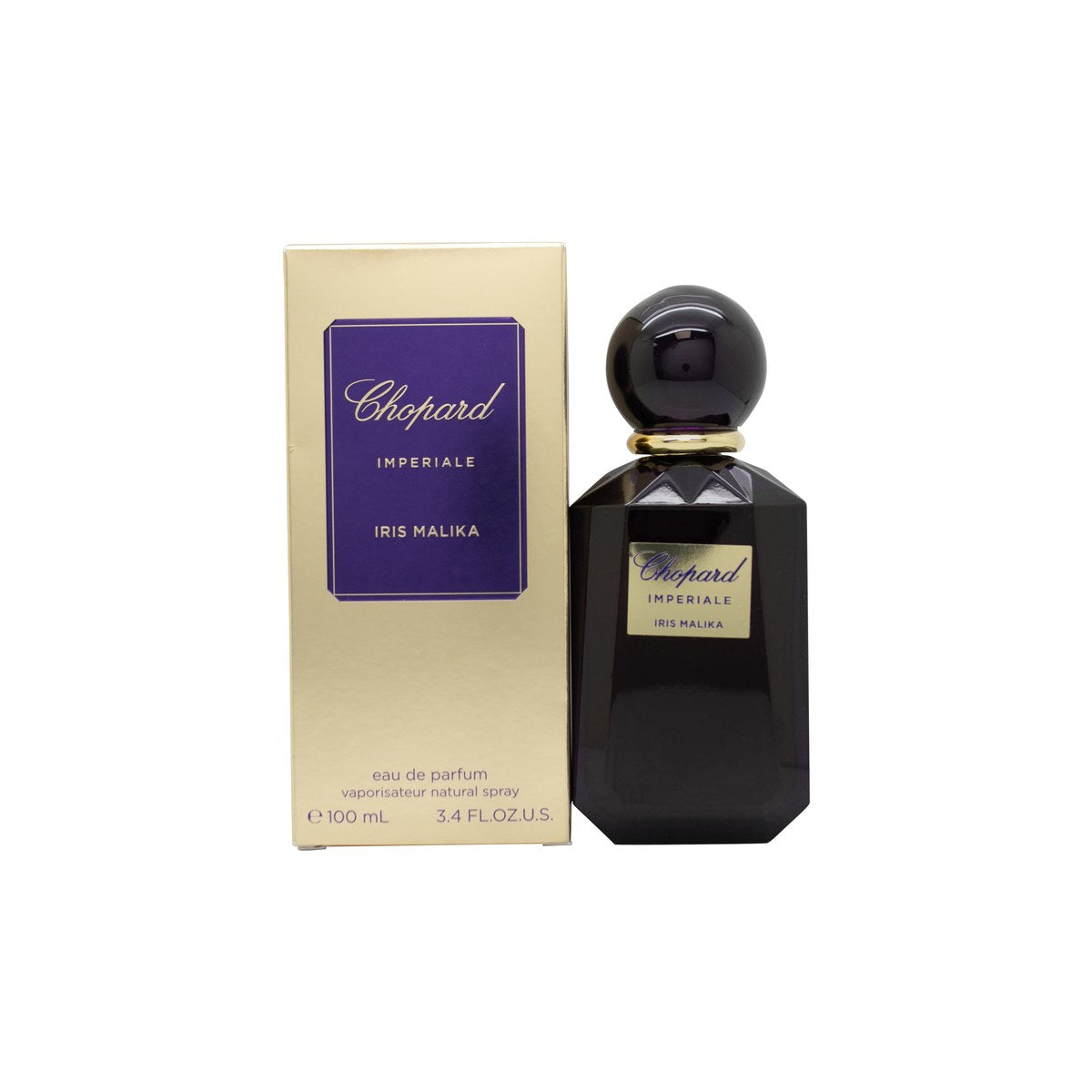 Chopard Imperiale Iris Malika Eau de Parfum 100 ml – facetsleben lilla glasflakon med guldfarvet kronelåg og fine detaljer