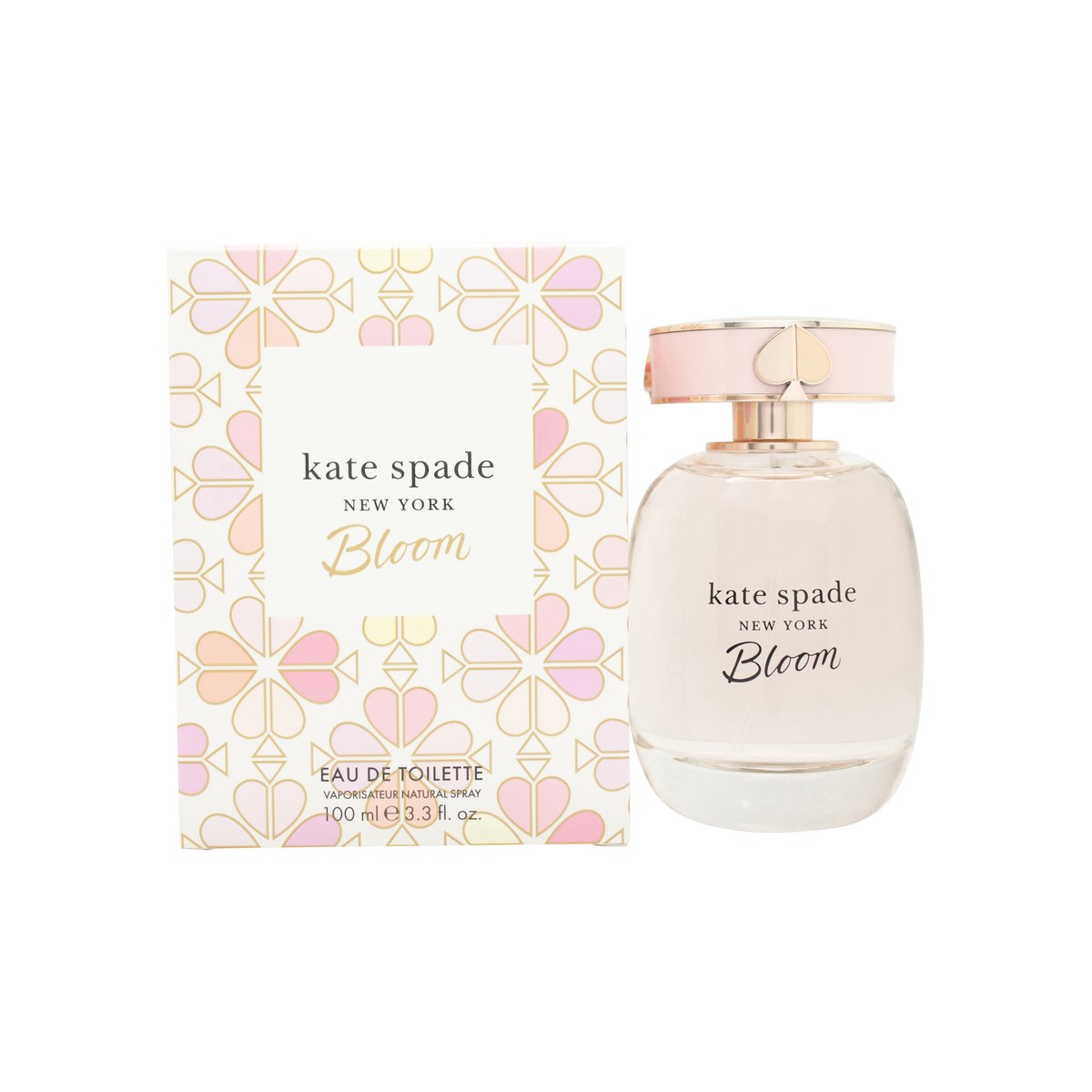 Kate Spade New York Bloom Eau de Toilette 100 ml fra Kate Spade, klar glasflaske med lyserød knop og sort blomsteretiket