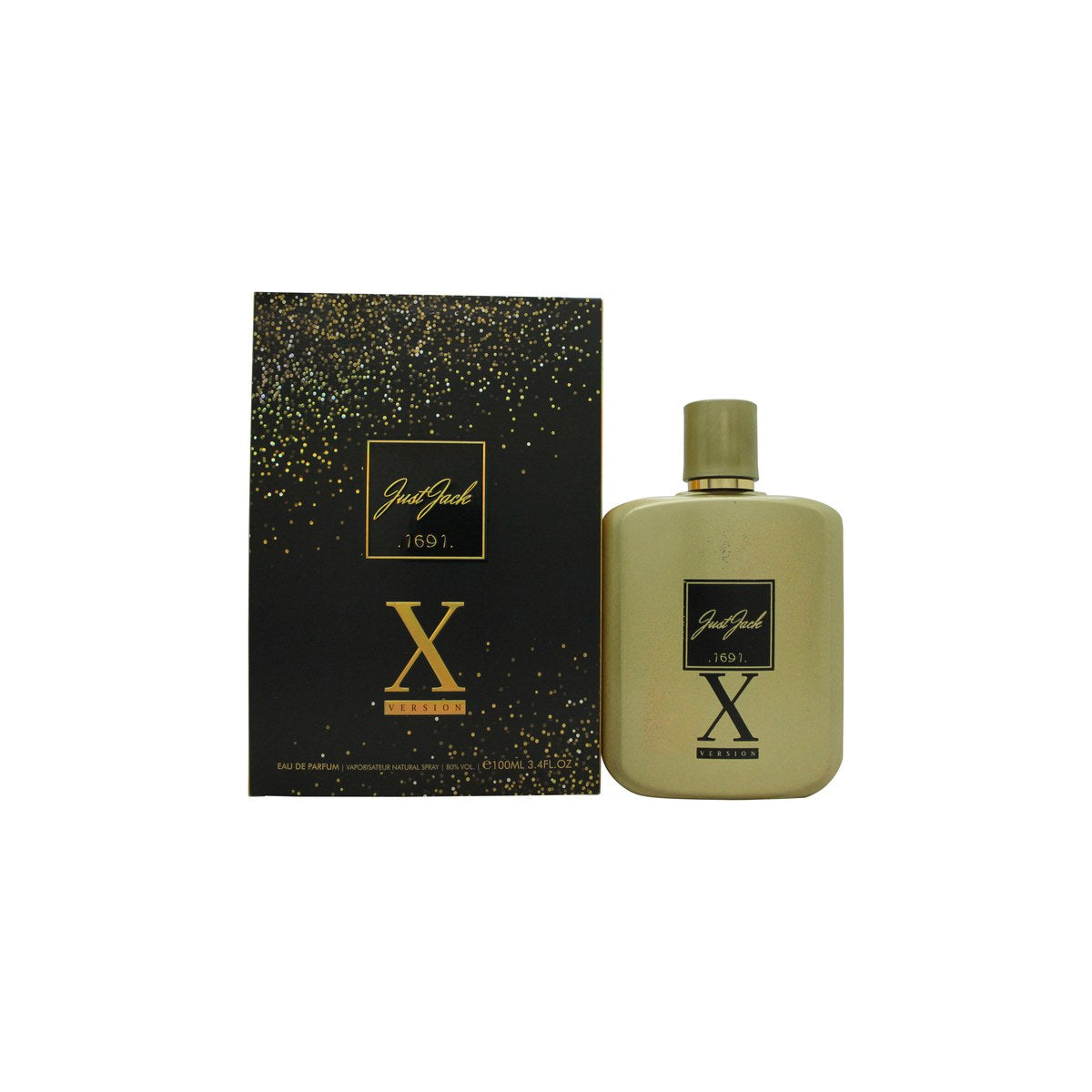 Just Jack X Version Eau de Toilette 100 ml, Just Jack – mørkeblå rektangulær flakon med sølvfarvet låg og enkel front