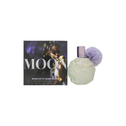 Ariana Grande Moonlight Eau de Parfum 100 ml – mørklilla facetteret flakon med sort pompon og sølvdetaljer