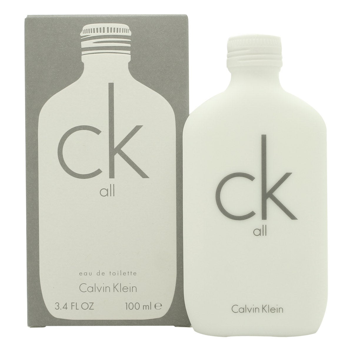Ck All Eau De Toilette, Calvin Klein 100 ml hvid minimalistisk flakon i klassisk CK One-form med sort logo