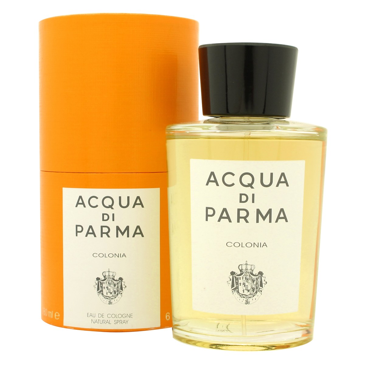 Acqua Di Parma Colonia Eau De Cologne fra Acqua Di Parma, 180 ml – klar glasflaske med lysegul væske, sort låg og klassisk art deco-etiket