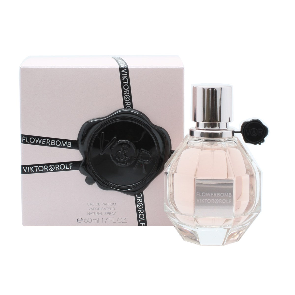 Viktor & Rolf FlowerBomb Eau de Parfum 50 ml, Viktor & Rolf, facetslebet rosa diamantformet flakon med sort Flowerbomb-segl