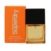 Superdry Neon Orange Eau de Cologne 25 ml fra Superdry i klar glasflaske med neonorange duftvæske og sort låg, enkelt design