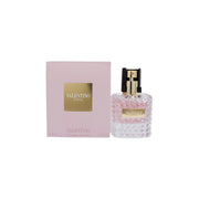 Valentino Donna Eau de Parfum, Valentino 50 ml – klar glasflakon med rosa duft og guldkantet prop med nitter.