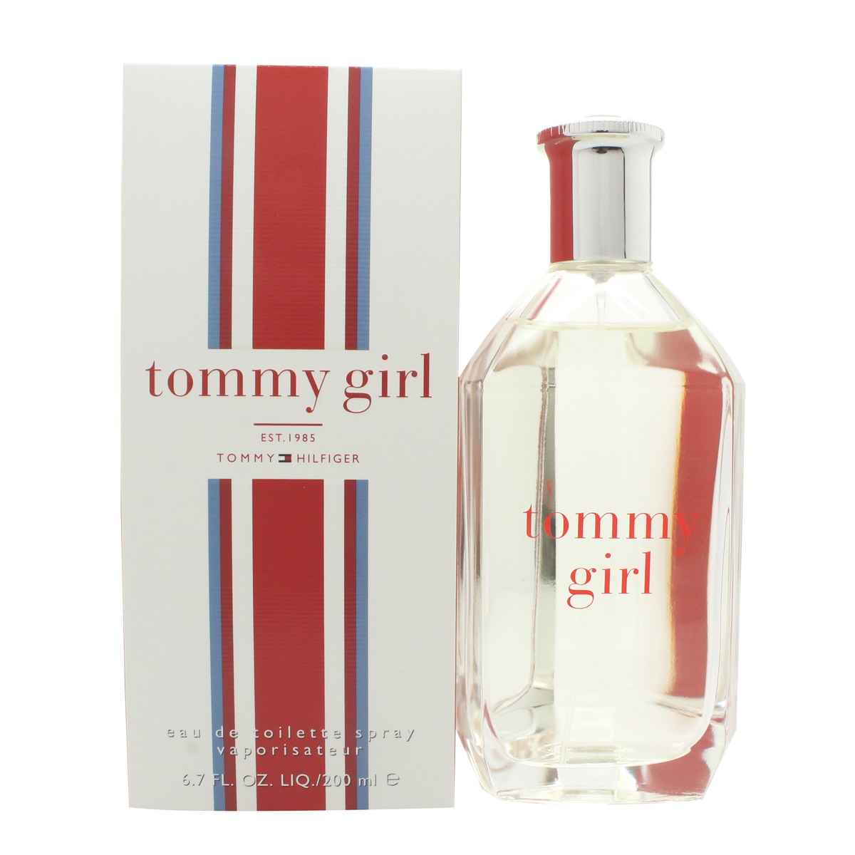 Tommy Hilfiger Tommy Girl Eau De Cologne Eau De Toilette 200 ml klar cylindrisk flakon med sølvlåg og rød-hvid-blå logo