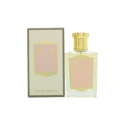 Floris Lily Eau de Toilette, Floris 50 ml i klar glasflaske med lyserød duft og guldfarvet låg i klassisk, enkel form