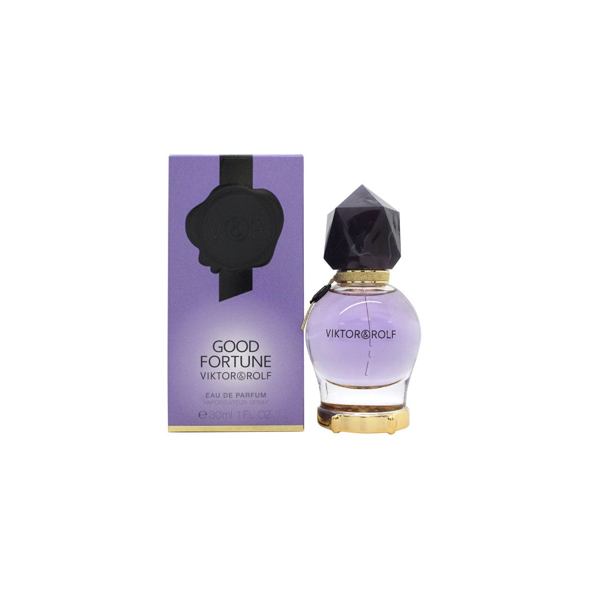 Viktor & Rolf Good Fortune Eau de Parfum 30 ml fra Viktor & Rolf – lilla flakon med guldfarvet låg og facetslebet glas
