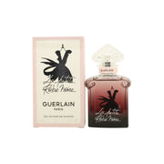 Guerlain La Petite Robe Noire Eau de Parfum Intense 30 ml i mørkeblå hjerteformet glasflakon med sort kjolemotiv og afrundet låg