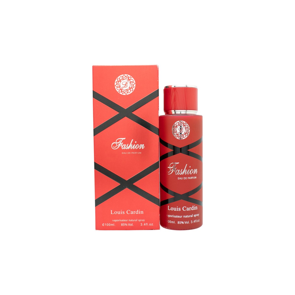 Louis Cardin Fashion Eau de Parfum 100 ml fra Louis Cardin, rektangulær glasflaske med gylden væske og sort låg.
