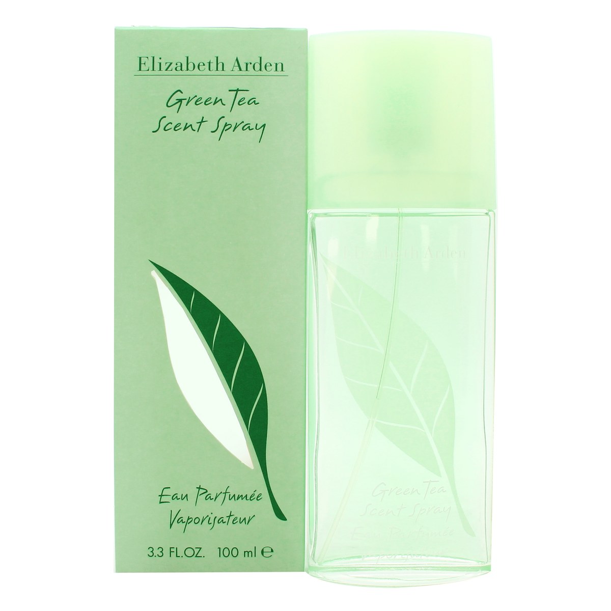 Elizabeth Arden Green Tea Eau de Parfum 100 ml fra Elizabeth Arden i slank glasflaske med grønt bladmønster og sølvkapsel
