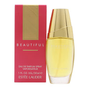 Estee Lauder Beautiful Eau de Parfum 30 ml i klar oval glasflakon med gyldent riflet låg og blød klassisk form.