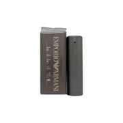 Giorgio Armani Emporio He Eau de Toilette 100 ml, Giorgio Armani – slank cylindrisk sølvfarvet flakon i mat metal med minimalistisk sort logo