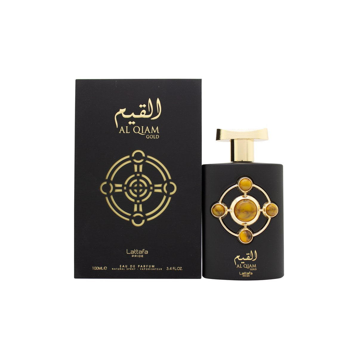 Lattafa Al Qiam Gold Eau de Parfum 100 ml fra Lattafa i gylden, firkantet flakon med sort label og metalfinish