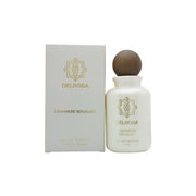 Delroba Parfums Cashmere Bouquet Eau de Parfum 100 ml, klar glasflaske med gylden væske og enkelt, firkantet design
