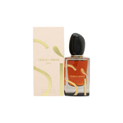 Giorgio Armani Sì Parfum, Giorgio Armani, 50 ml – mørk ravfarvet glasflakon med sort hætte og gyldent logo design
