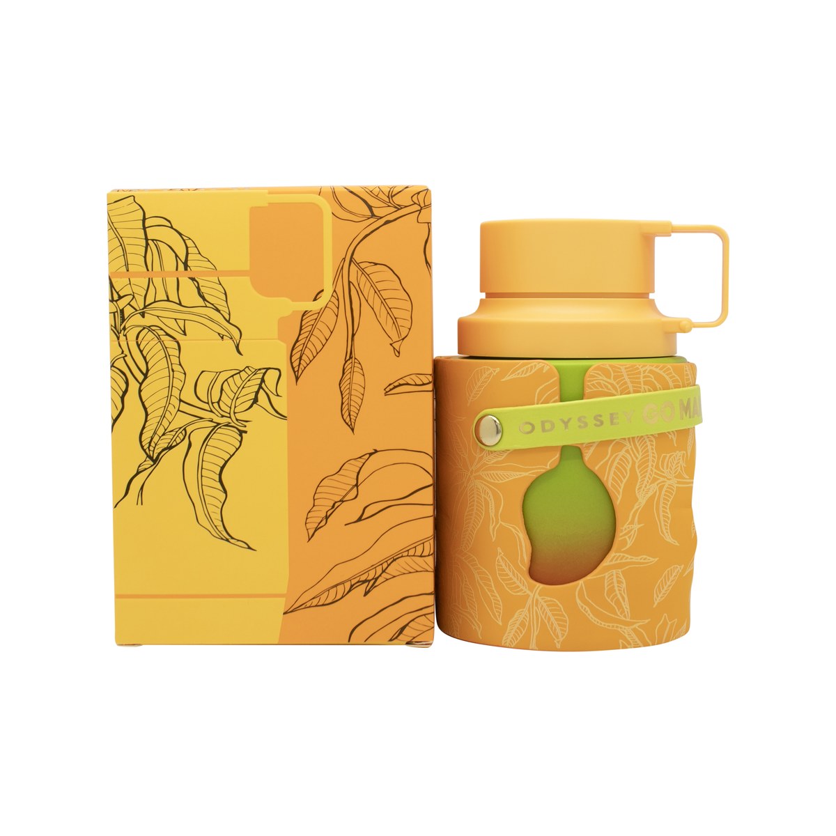 Armaf Odyssey Go Mango Eau de Parfum 100 ml, Armaf – klar gul flakon med sort låg og enkel, moderne form.