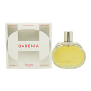 Barénia Eau De Parfum Hermès 100 ml, oval glasflaske med varm ravfarvet duft, metalplade med afrundede nitter