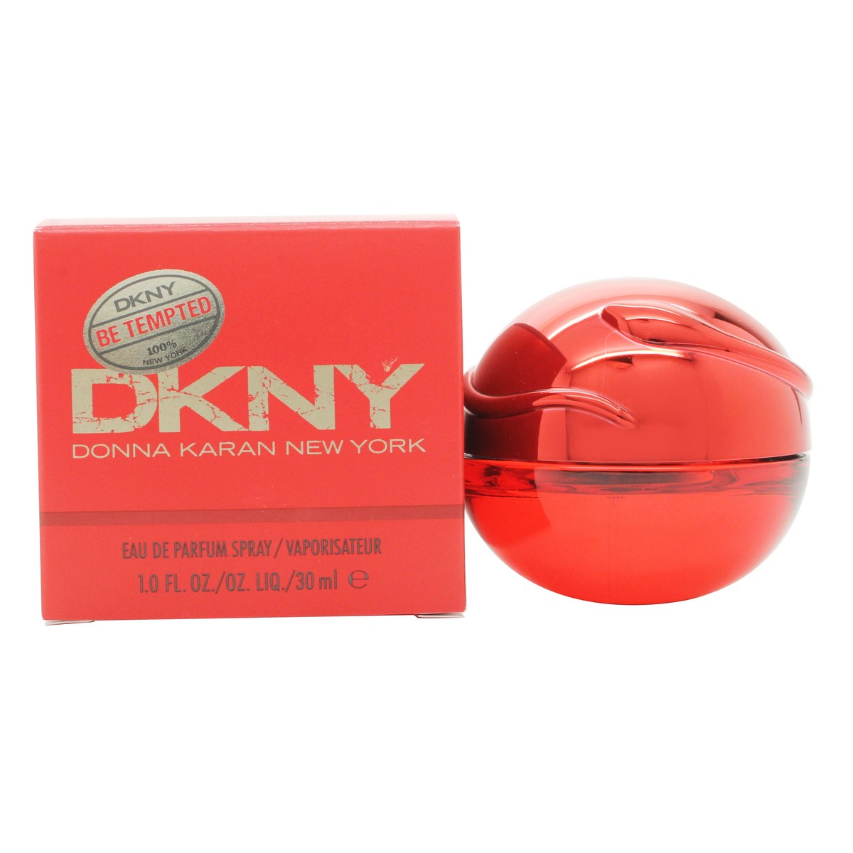 DKNY Be Tempted Eau de Parfum 30 ml fra DKNY – rød æbleformet glasflaske med guldfarvet hætte