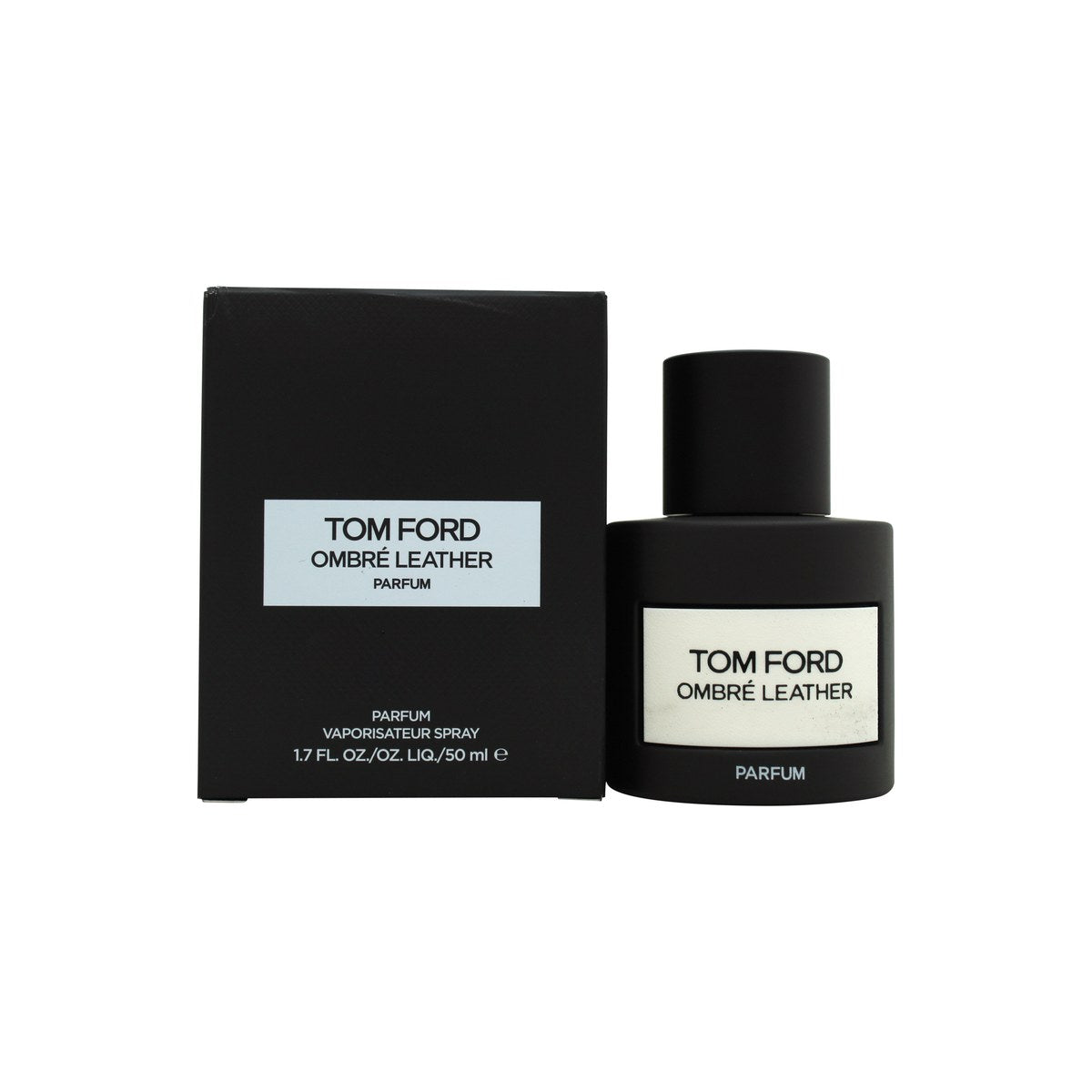 Tom Ford Ombre Leather Parfum, Tom Ford, 50 ml – sort mat, firkantet flakon med hvid logoetiket og sort låg