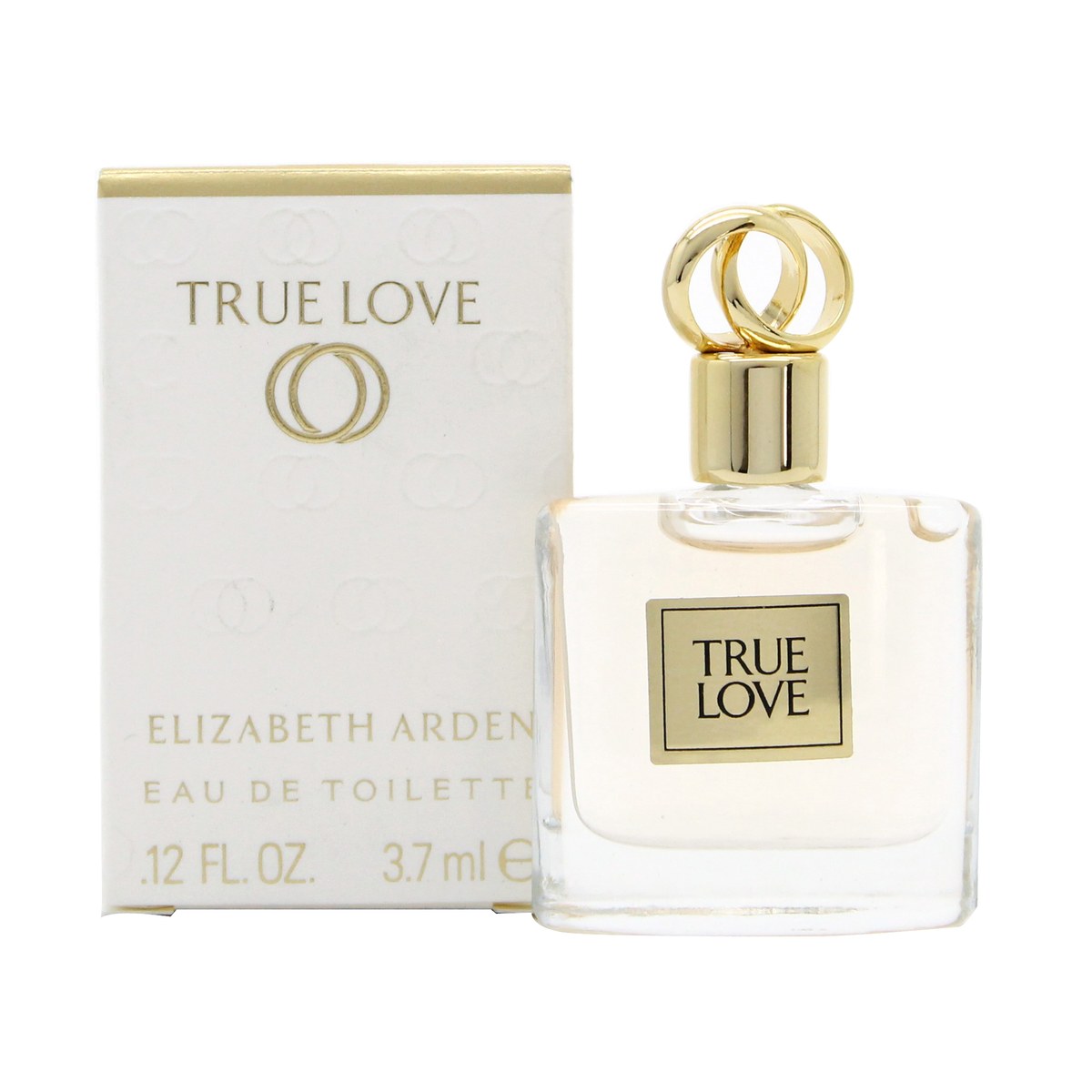 Elizabeth Arden True Love Eau de Toilette 7 ml, klar glasflaske med facetsleben prop og gyldne detaljer.