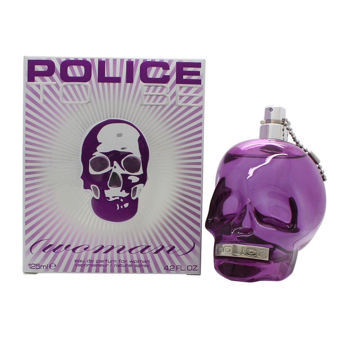 Police To Be Woman Eau de Parfum 125 ml fra Police i lilla kranieformet flakon med blomsterdetaljer