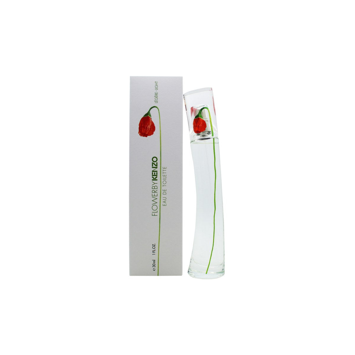 Kenzo Flower By Kenzo Legere Eau De Toilette 30 ml – slank, klar flakon med rød valmue og lyserød duft