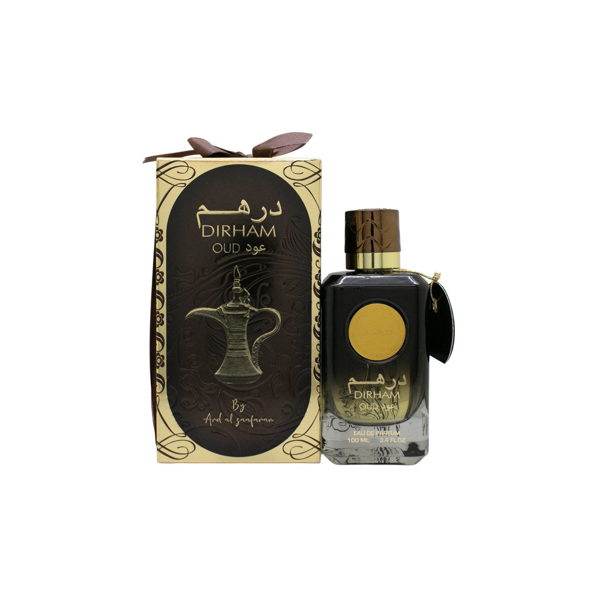 Ard Al Zaafaran Dirham Oud Eau de Parfum 100 ml fra Ard Al Zaafaran med mørk ravfarvet flakon og gylden hætte