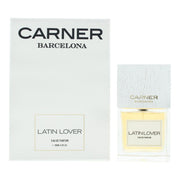 Carner Barcelona Latin Lover Eau de Parfum 100 ml klar glasflakon med lys ravfarvet duft og sort træhætte