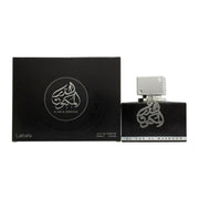 Lattafa Al Dur Al Maknoon Silver Eau De Parfum 100 ml, sølvfarvet cylindrisk flakon med præget mønster og matchende låg