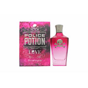 Police Potion Love Eau De Parfum, Police, 100 ml – lyserød hjerteformet glasflaske med sølvfarvet kraniehætte