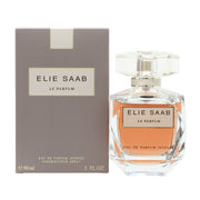 Elie Saab Le Parfum Intense Eau de Parfum, Elie Saab 90 ml – gylden, facetteret glasflaske med ravfarvet duft og sort top.