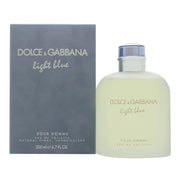 Dolce & Gabbana Light Blue Eau de Toilette 200 ml, frostet glasflaske med lyseblåt låg og klar væske i enkel form.