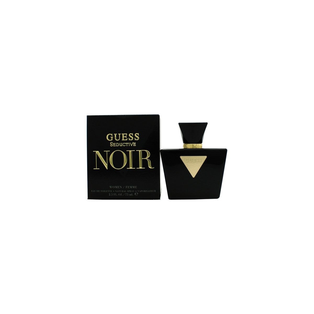 Guess Seductive Noir Women Eau de Toilette 75 ml – sort glasflakon med gulddetaljer og elegant buet form