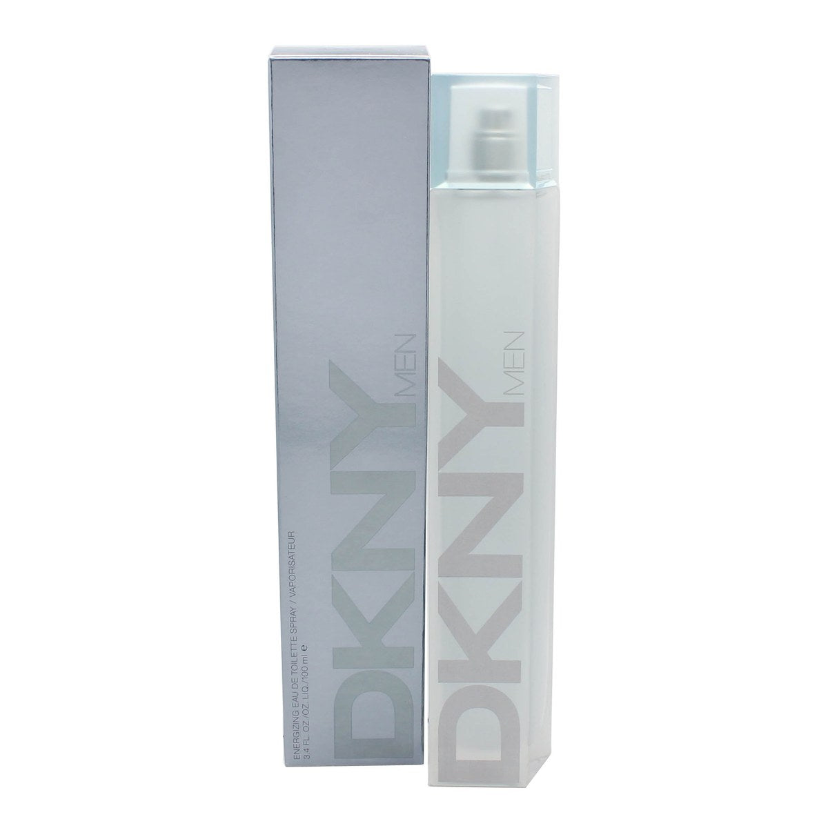DKNY Men Energizing Eau de Toilette 100ml – DKNY 100 ml i klar, cylindrisk glasflaske med sølvkapsel og minimalistisk logo.