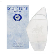 Nikos Sculpture pour Homme Eau de Toilette 100 ml, Nikos – klar, buet flaske i sejlform med gylden duft og sølvfarvet låg