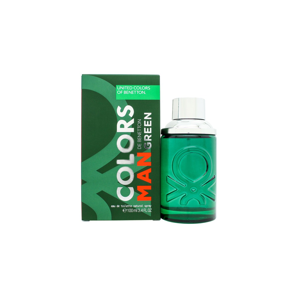 Benetton Benetton Green Man Eau de Toilette 100 ml – grøn transparent flakon med sølvfarvet låg og stilrent design