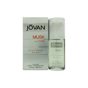 Jovan Musk For Men Eau De Cologne 88ml - Platinum Musk, Jovan 88 ml, klar glasflaske med sølvfarvet låg og grå etiket