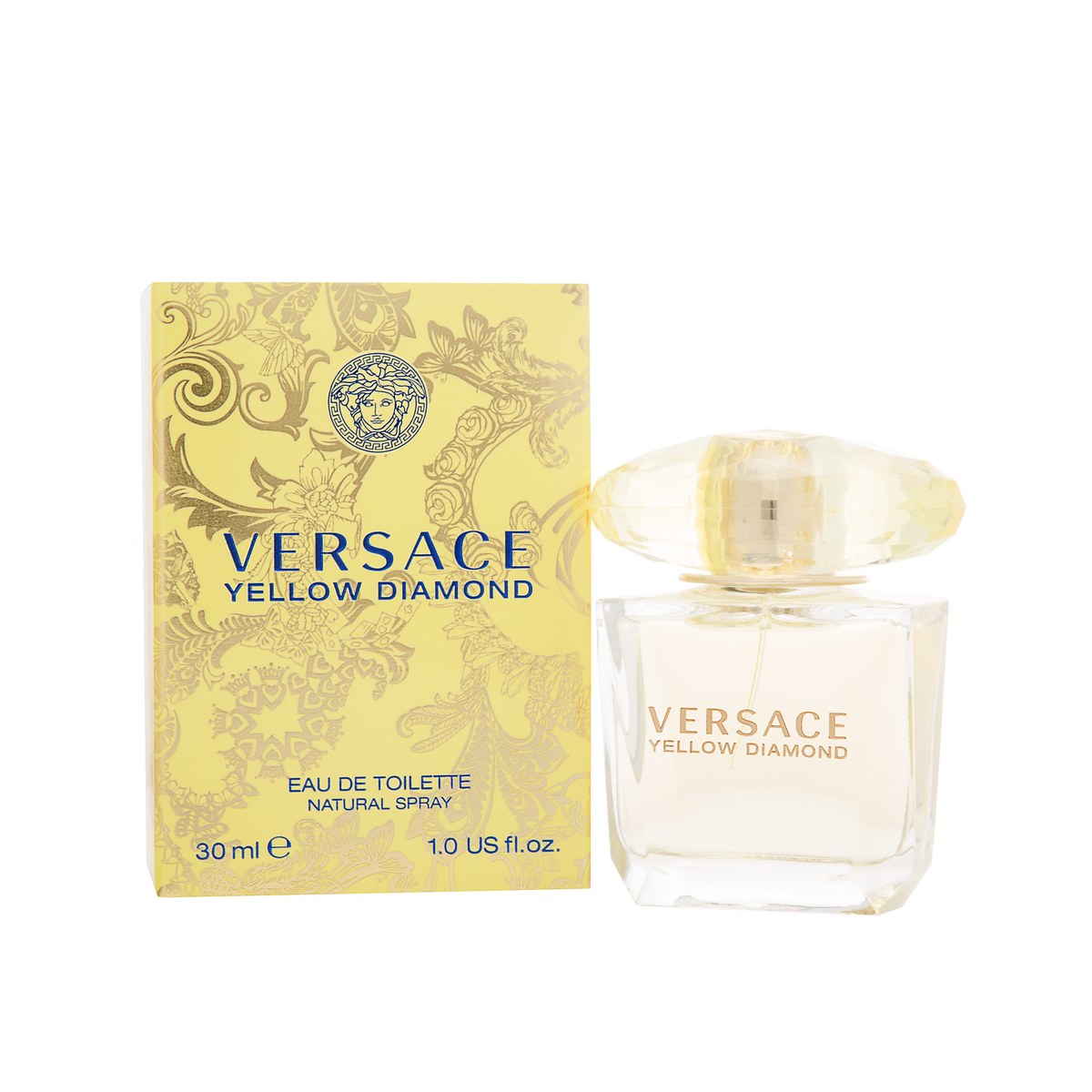 Versace Yellow Diamond Eau De Toilette, Versace 30 ml klar facetteret flaske med lysegul duft og diamantformet låg i sollet udtryk