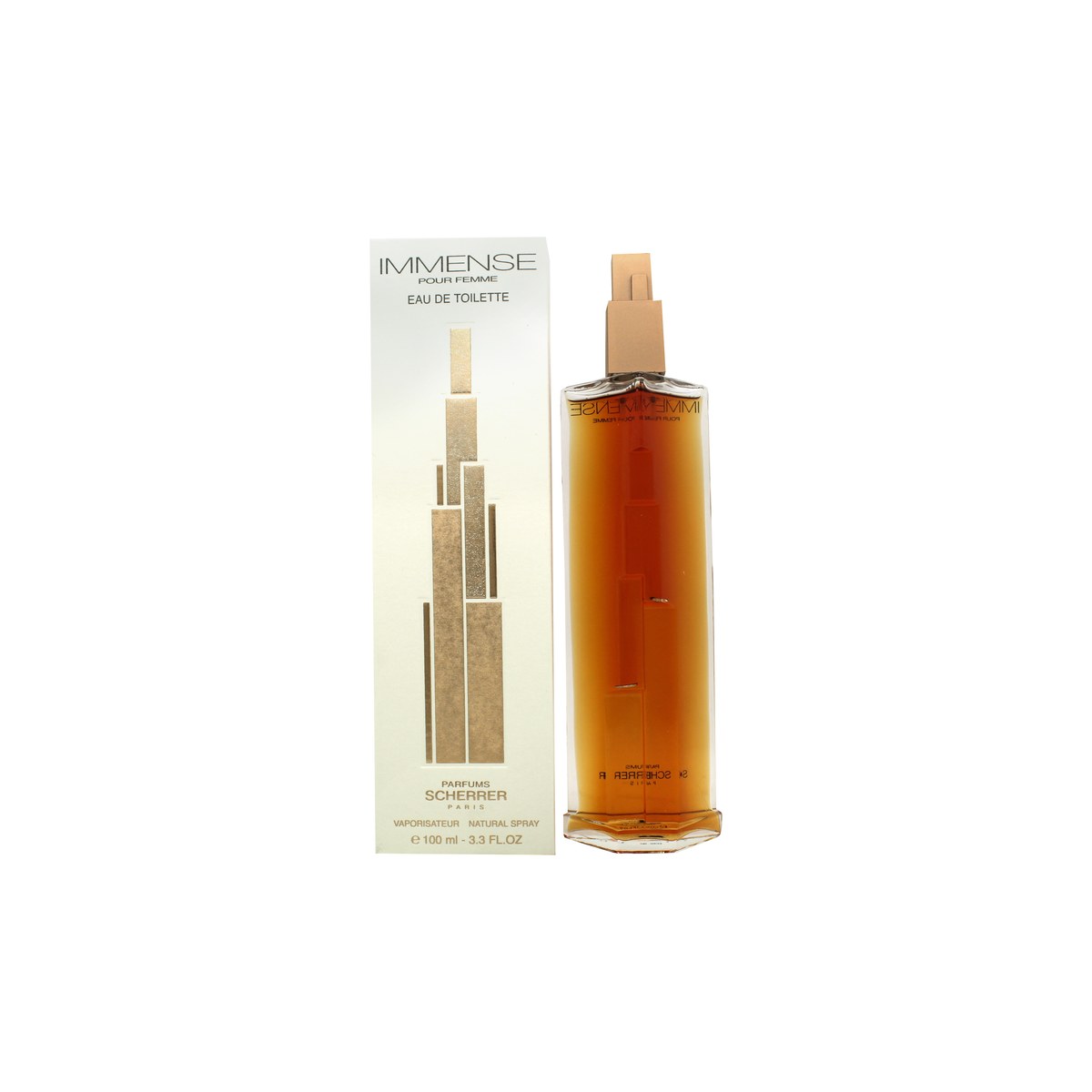 Jean-Louis Scherrer Immense Pour Femme Eau de Toilette 100 ml – klar glasflakon med bløde kurver og gylden hætte.
