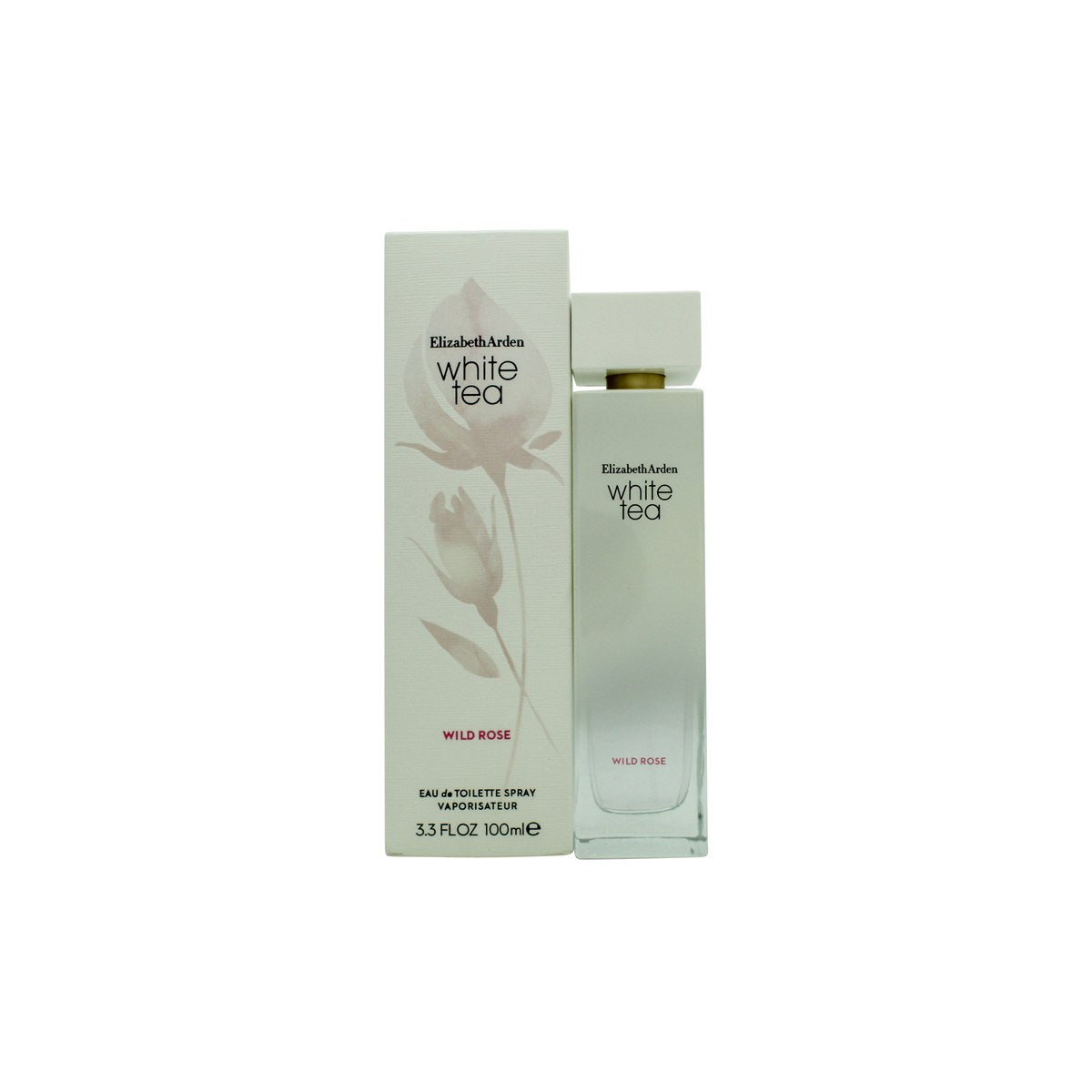 Elizabeth Arden White Tea Wild Rose Eau de Toilette, Elizabeth Arden, 100 ml – klar flakon i glas med rosa tone og guldlåg
