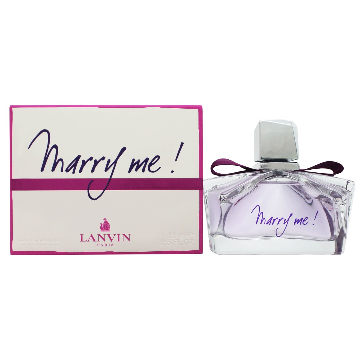 Lanvin Marry Me Eau de Parfum 75 ml fra Lanvin – lyserød duft i klar firkantet flakon med sølvhals og lilla sløjfe