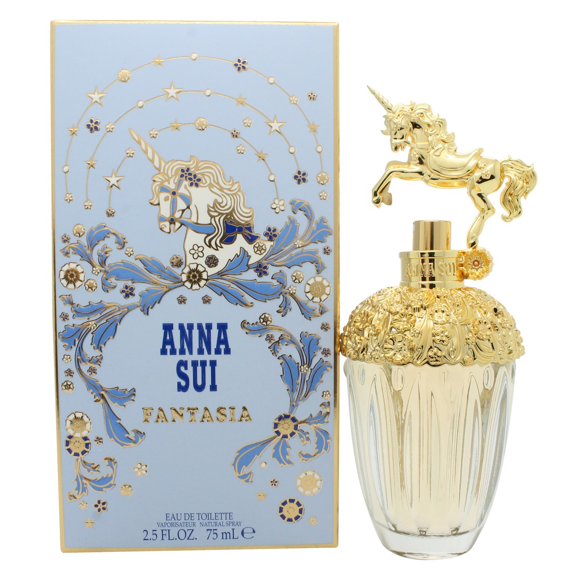Anna Sui Fantasia Eau de Toilette 75 ml, Anna Sui, i facetslebet pink flakon med guldkantet enhjørningelåg