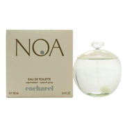 Cacharel Noa Eau de Toilette 100 ml fra Cacharel – rund, klar glasflaske med perlemorshvid kugleprop og sølvdetaljer